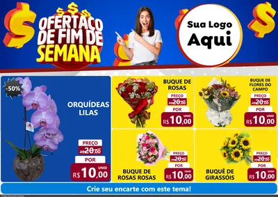 Modelo de Encarte para Encarte A4 Horizontal com o tema Ofertaço de Fim de Semana para Floricultura e jardim