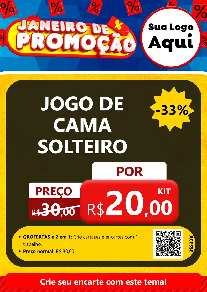 Modelo de Cartaz para Cartaz A4 Vertical com o tema Janeiro de Promoção para Cama, Mesa e Banho