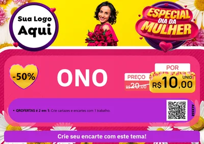 Modelo de Cartaz para Cartaz A4 Horizontal com o tema Especial Dia da Mulher para Óticas