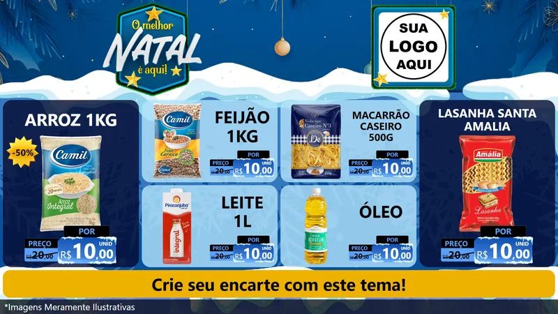 Modelo de TV para TV Horizontal com o tema O Melhor Natal É Aqui! para Supermercado