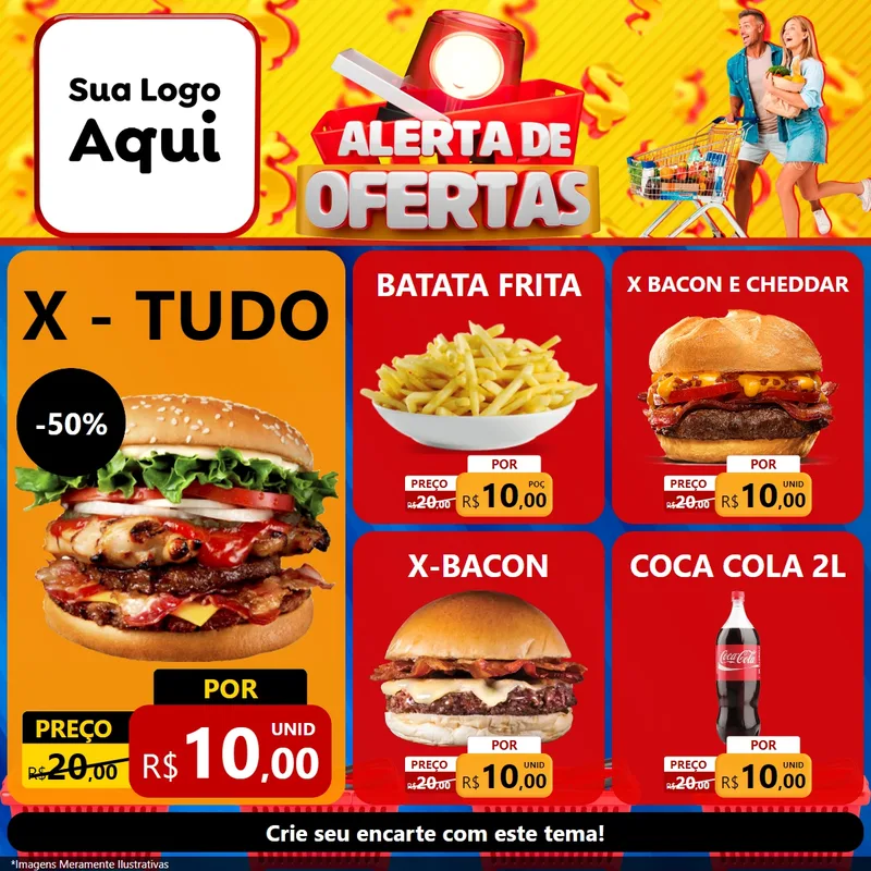 Modelo de Rede Social para Feed Facebook com o tema Alerta de Ofertas para Hamburgueria