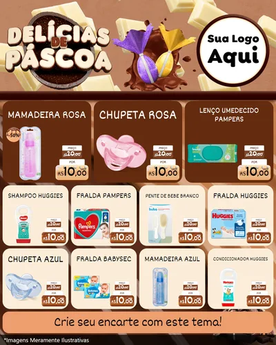 Modelo de Rede Social para Feed Instagram com o tema Delícias de Páscoa para Bebês