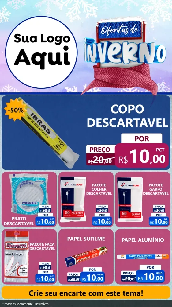 Modelo de Rede Social para Stories com o tema Ofertas de Inverno para Embalagens