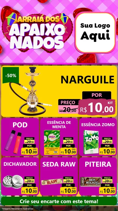 Modelo de Rede Social para Stories com o tema Arraiá dos Apaixonados para Tabacaria