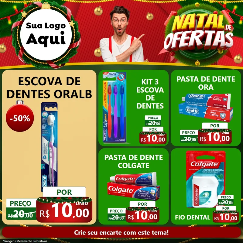 Modelo de Rede Social para Feed Facebook com o tema Natal de Ofertas para Higiene Pessoal