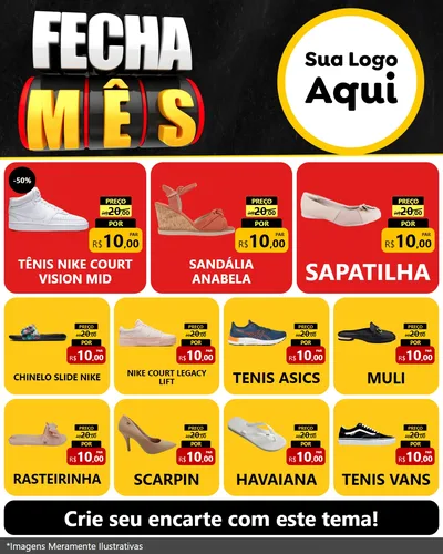 Modelo de Rede Social para Feed Instagram com o tema Fecha Mês para Calçados