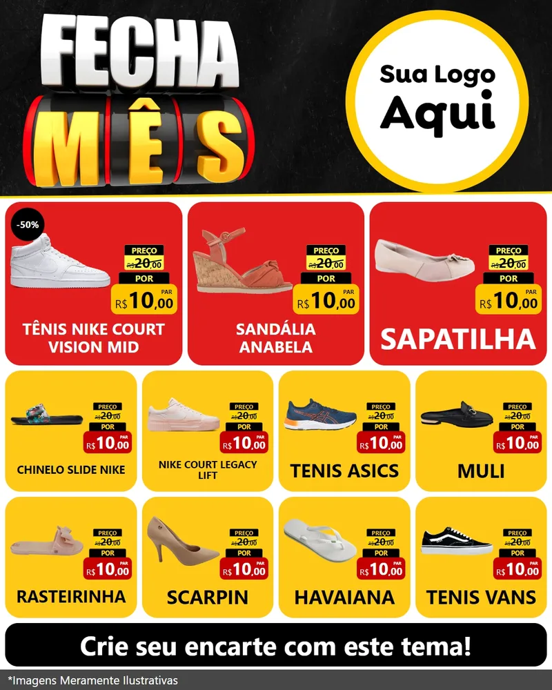 Modelo de Rede Social para Feed Instagram com o tema Fecha Mês para Calçados