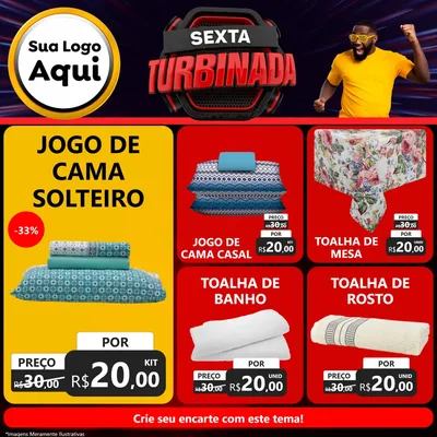 Modelo de Rede Social para Feed Facebook com o tema Sexta Turbinada para Cama, Mesa e Banho