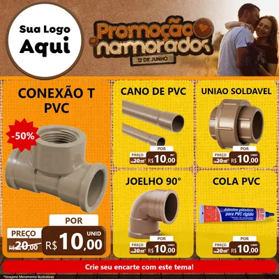 Modelo de Rede Social para Feed Facebook com o tema Promoção Namorados para Tubos e conexões