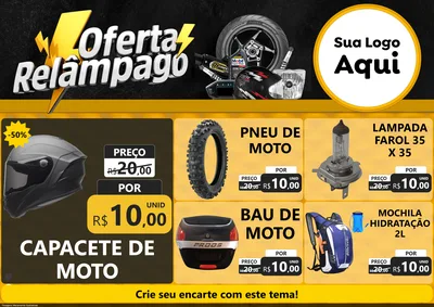 Modelo de Encarte para Encarte A4 Horizontal com o tema Oferta Relâmpago - Motopeças para Moto peças