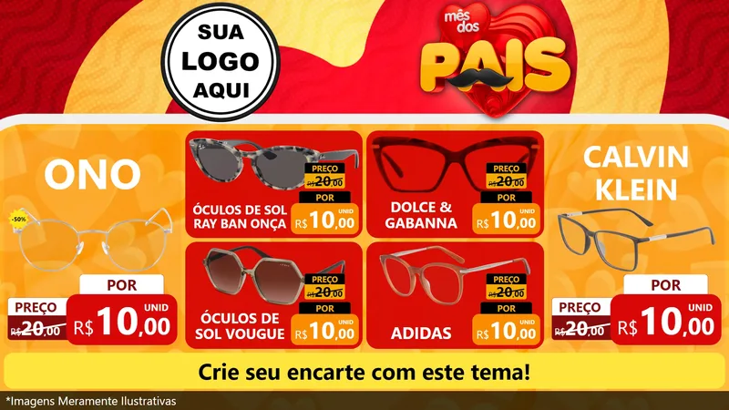 Modelo de TV para TV Horizontal com o tema Mês Dos Pais para Óticas