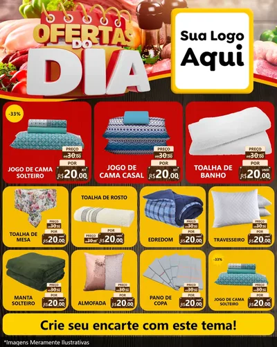 Modelo de Rede Social para Feed Instagram com o tema Ofertas do Dia para Cama, Mesa e Banho