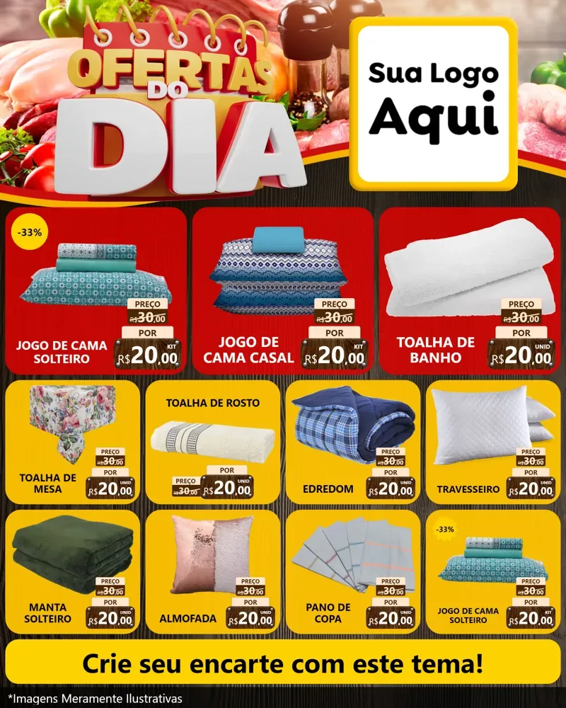 Modelo de Rede Social para Feed Instagram com o tema Ofertas do Dia para Cama, Mesa e Banho
