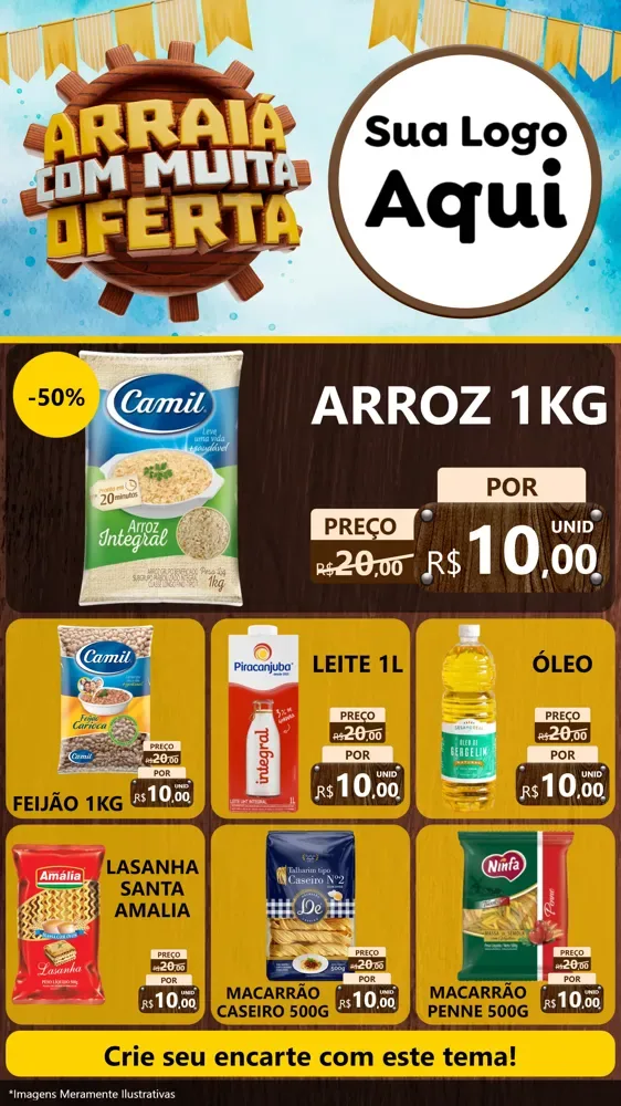 Modelo de Rede Social para Stories com o tema Ofertas de São João - Junina para Supermercado