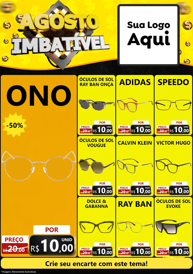Modelo de Encarte para Encarte A4 Vertical com o tema Agosto Imbatível para Óticas