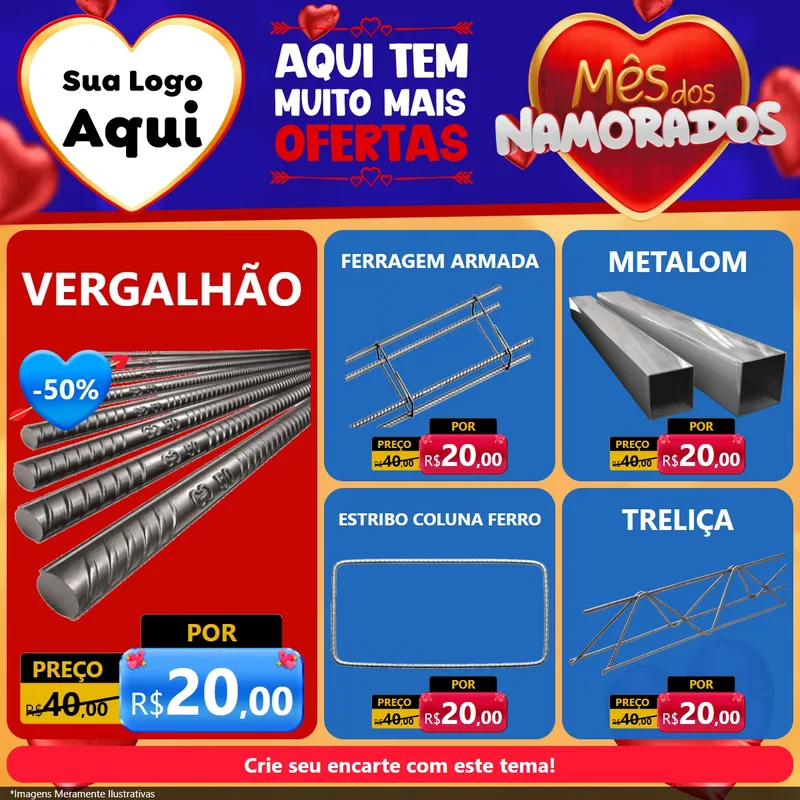 Modelo de Rede Social para Feed Facebook com o tema Mês dos Namorados para Ferragens