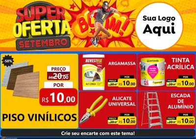 Modelo de Encarte para Encarte A4 Horizontal com o tema Super Oferta Setembro para Material para Construção