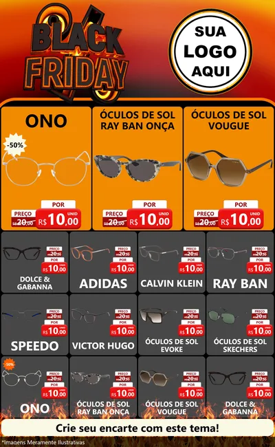 Modelo de Encarte para Encarte Grande com o tema Black Friday para Óticas