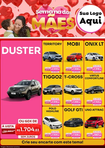 Modelo de Encarte para Encarte A4 Vertical com o tema Semana Das Mães para Concessionaria de Carros
