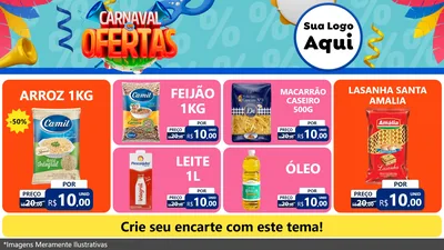 Modelo de TV para TV Horizontal com o tema Carnaval de Ofertas para Supermercado