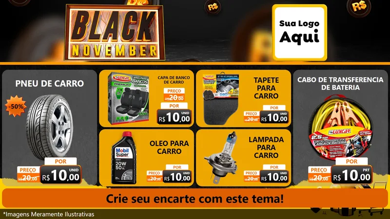 Modelo de TV para TV Horizontal com o tema Black November para Auto peças