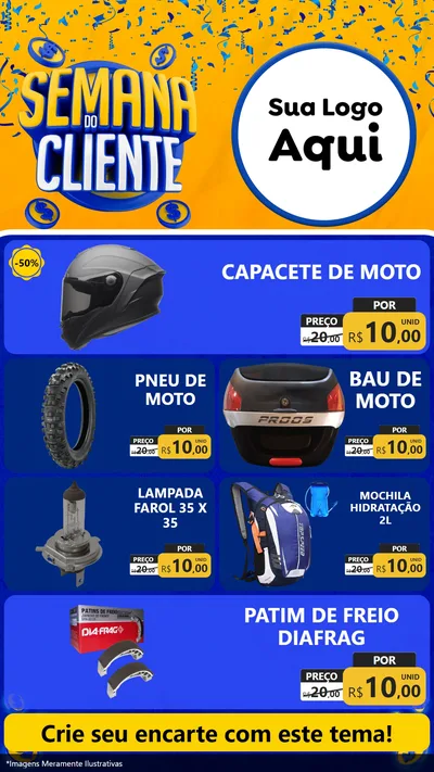 Modelo de TV para TV Vertical com o tema Semana do Cliente para Moto peças