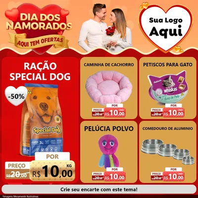 Modelo de Rede Social para Feed Facebook com o tema Dia dos Namorados - Aqui Tem Ofertas para Pet Shop