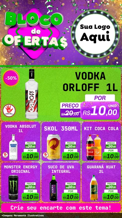 Modelo de Rede Social para Stories com o tema Bloco de Ofertas para Distribuidora de bebidas