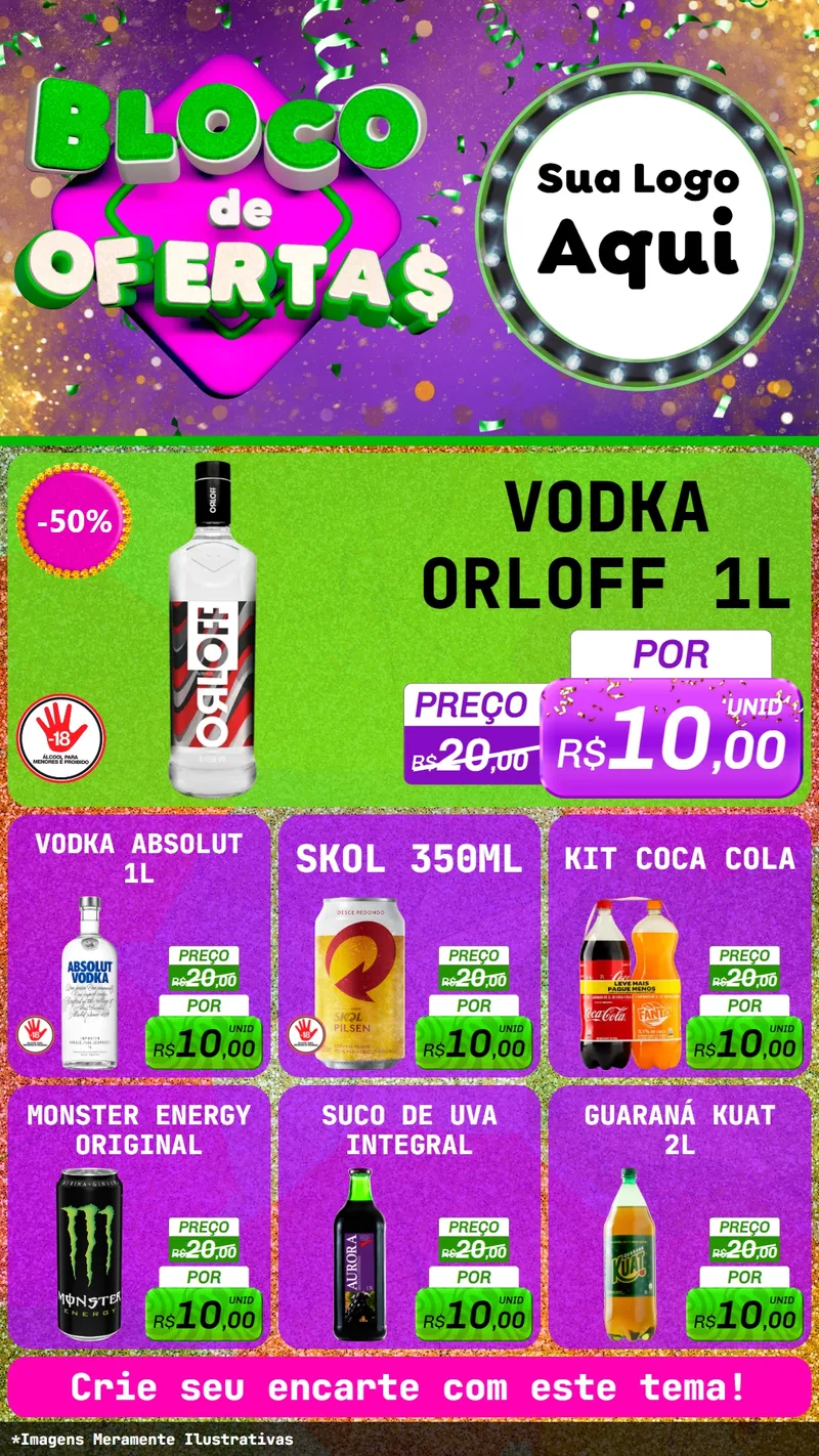 Modelo de Rede Social para Stories com o tema Bloco de Ofertas para Distribuidora de bebidas