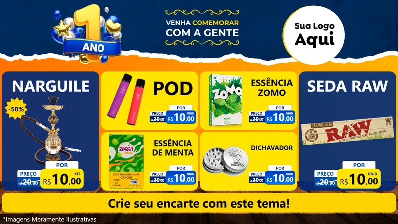 Modelo de TV para TV Horizontal com o tema Um Ano de Aniversário para Tabacaria