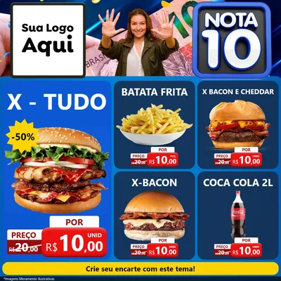 Modelo de Rede Social para Feed Facebook com o tema Nota 10 para Hamburgueria