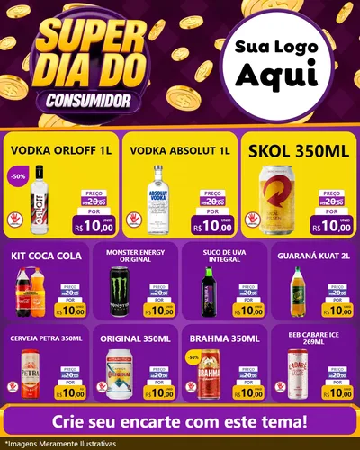Modelo de Rede Social para Feed Instagram com o tema Super Dia do Consumidor para Distribuidora de bebidas