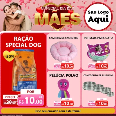 Modelo de Rede Social para Feed Facebook com o tema Especial Dia Das Mães para Pet Shop