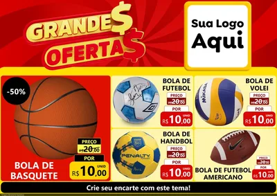 Modelo de Encarte para Encarte A4 Horizontal com o tema Grandes Ofertas para Artigos Esportivos