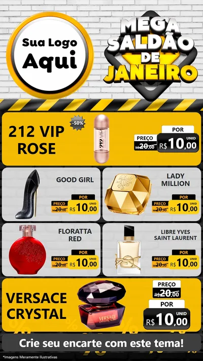 Modelo de TV para TV Vertical com o tema Mega Saldão de Janeiro para Perfumes