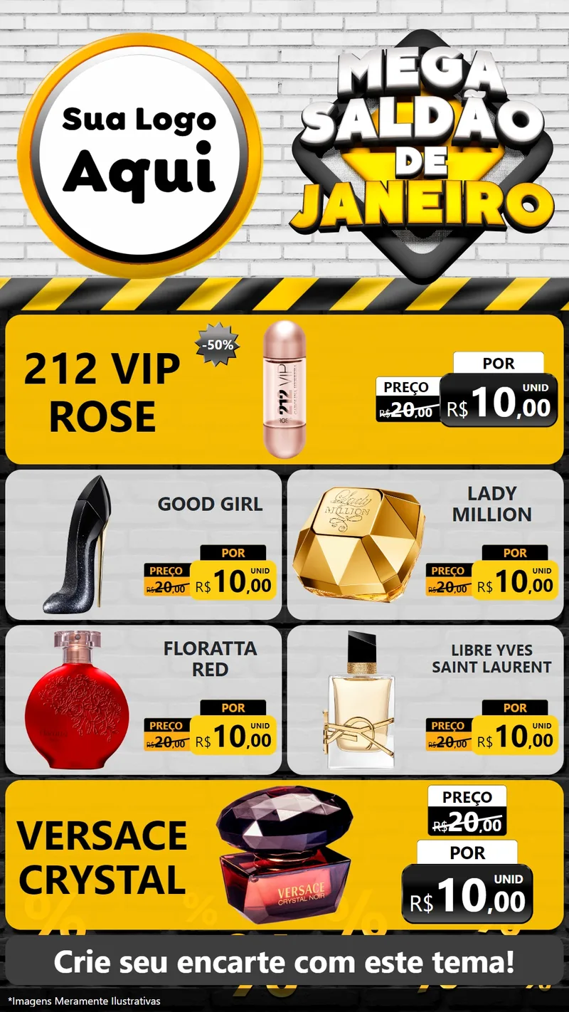 Modelo de TV para TV Vertical com o tema Mega Saldão de Janeiro para Perfumes