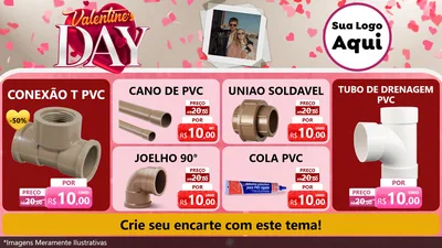 Modelo de TV para TV Horizontal com o tema Valentine's Day para Tubos e conexões