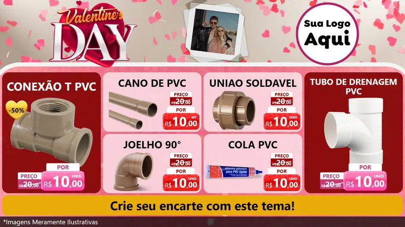 Modelo de TV para TV Horizontal com o tema Valentine's Day para Tubos e conexões