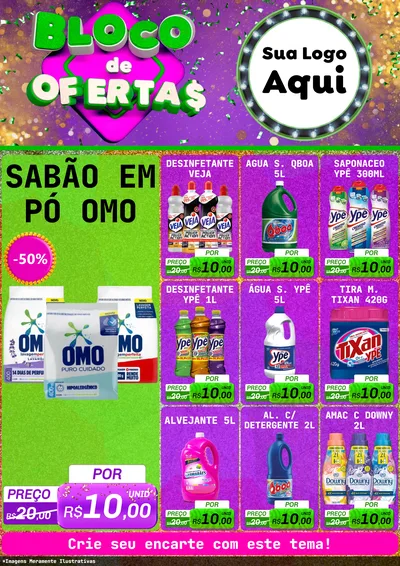 Modelo de Encarte para Encarte A4 Vertical com o tema Bloco de Ofertas para Produtos de Limpeza