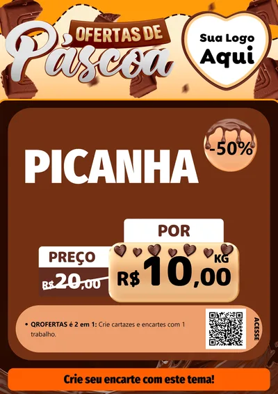 Modelo de Cartaz para Cartaz A4 Vertical com o tema Ofertas de Páscoa para Açougue