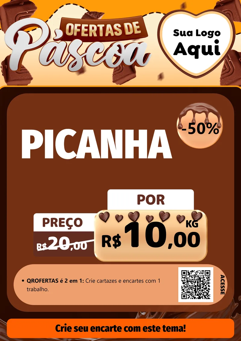 Modelo de Cartaz para Cartaz A4 Vertical com o tema Ofertas de Páscoa para Açougue