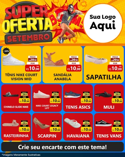 Modelo de Rede Social para Feed Instagram com o tema Super Oferta Setembro para Calçados