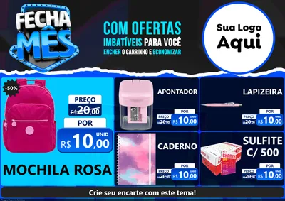 Modelo de Encarte para Encarte A4 Horizontal com o tema Fecha Mês para Papelaria