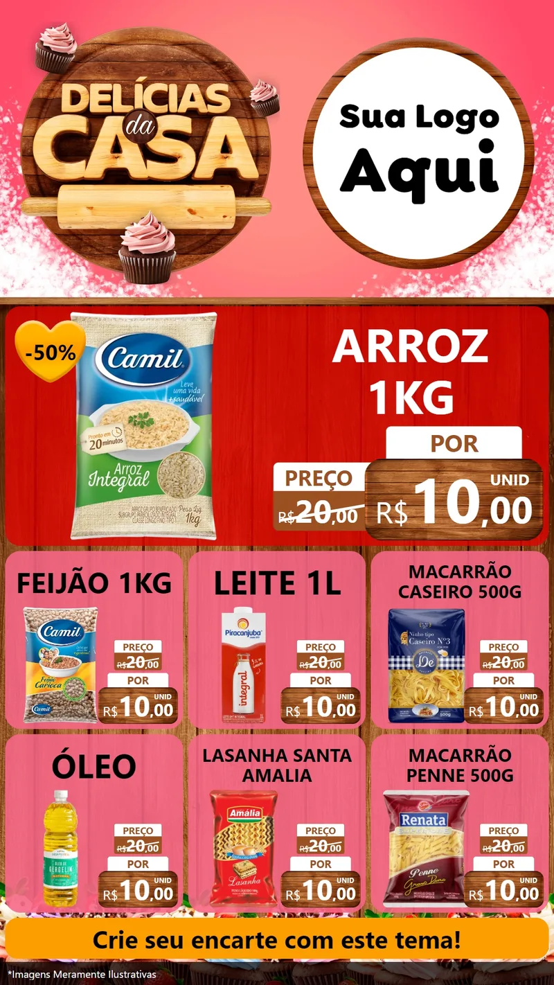Modelo de Rede Social para Stories com o tema Delícias da Casa para Supermercado