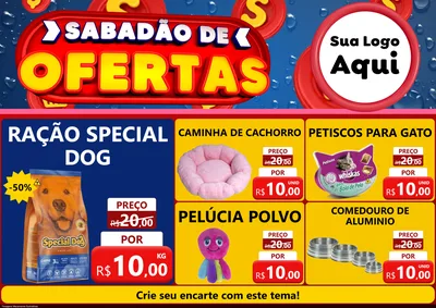 Modelo de Encarte para Encarte A4 Horizontal com o tema Sabadão de Ofertas para Pet Shop