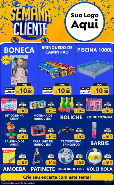 Modelo de Encarte para Encarte Grande com o tema Semana do Cliente para Brinquedos
