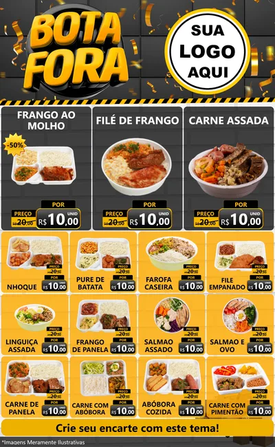 Modelo de Encarte para Encarte Grande com o tema Bota Fora para Restaurante