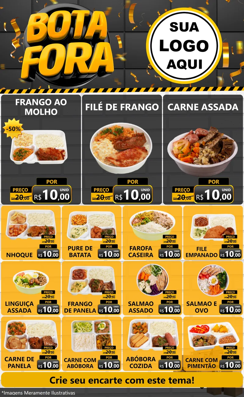 Modelo de Encarte para Encarte Grande com o tema Bota Fora para Restaurante