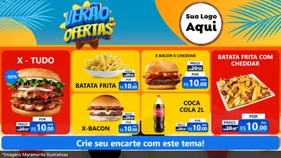 Modelo de TV para TV Horizontal com o tema Verão de Ofertas para Hamburgueria