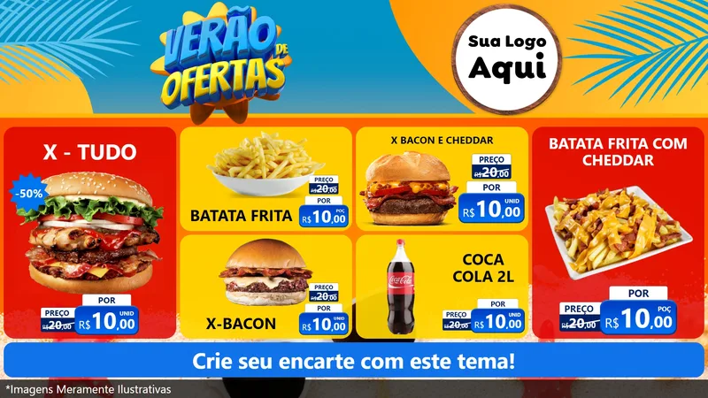 Modelo de TV para TV Horizontal com o tema Verão de Ofertas para Hamburgueria